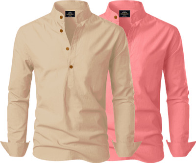 Kavyangle Creation Men Solid Straight Kurta(Gold, Multicolor)