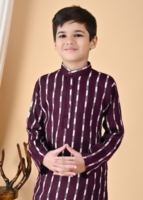 Anaya Azrin Boys Printed A-line Kurta(Purple)