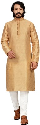 Viradiya Men Printed Straight Kurta(Beige)