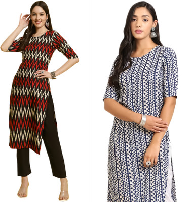 HouseOfCommon Women Printed Straight Kurta(Multicolor)