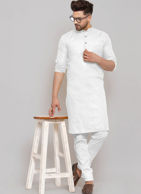 Mitanshu trendz Men Solid Straight Kurta(White)