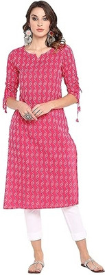 Uddipta Khataniar Women Printed A-line Kurta(Pink)
