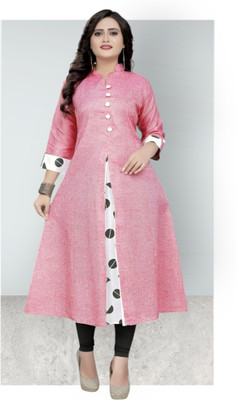 U CREATION Women Printed Straight Kurta(Pink)