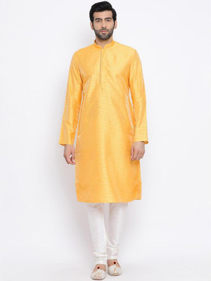 Namaskar Men Solid Straight Kurta(Yellow)
