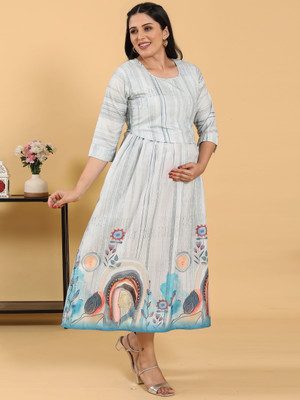 RITIJYA Women Printed Ethnic Dress Kurta(Light Blue, Multicolor)