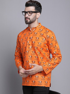 ARMAAN ETHNIC Men Printed Straight Kurta(Orange)