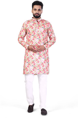 ranpariya group Men Geometric Print A-line Kurta(Multicolor)