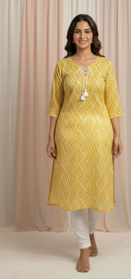 N N ENTERPRISE Women Printed Straight Kurta(Light Blue)