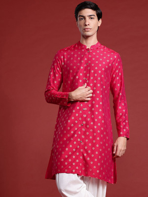 ANOUK Men Printed Straight Kurta(Red)