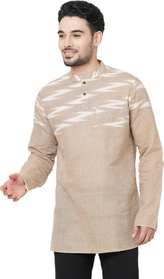 ARCH ELEMENTS Men Abstract Straight Kurta(Brown)