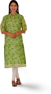 VVLPF Women Printed Flared Kurta(Green)