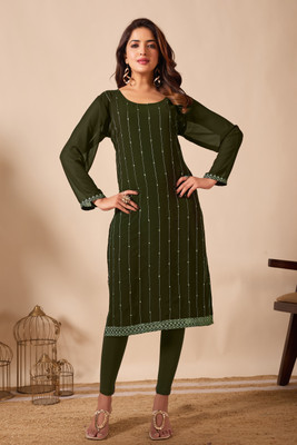 VALARIS Women Printed A-line Kurta(Green)