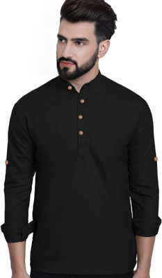 TrendiVastra Men Solid A-line Kurta(Black)