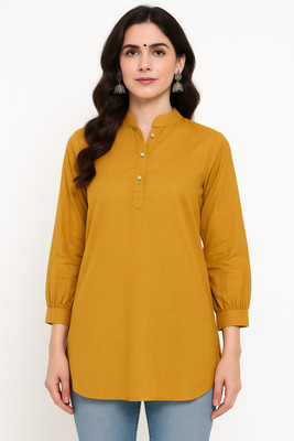 CerChio Women Solid Straight Kurta(Yellow)