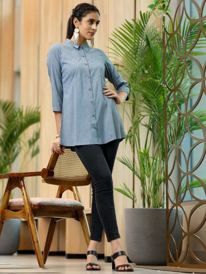 LIBAS Women Solid Straight Kurta(Grey)