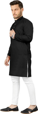 Shree Dutt Creation Men Solid Straight Kurta(Black)