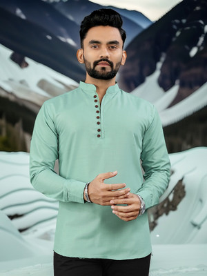 Nnc Men Solid Straight Kurta(Light Green)