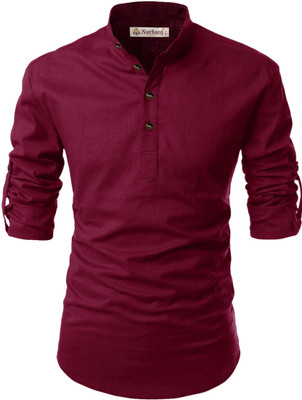 Navkanj Men Solid A-line Kurta(Maroon)