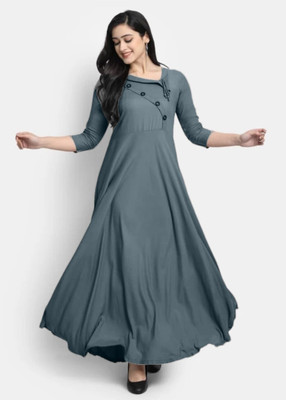 lalsha priemium Women Self Design Anarkali Kurta(Grey)