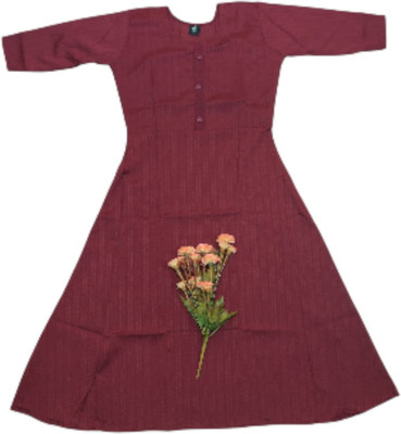 ANNAMALAIYAR TEX Women Solid Anarkali Kurta(Maroon)