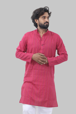 LADSLOOM Men Solid A-line Kurta(Pink)
