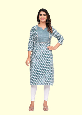 TFP Women Printed A-line Kurta(White)