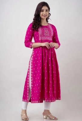 RadhikaKurtis Women Printed A-line Kurta(Pink, White)