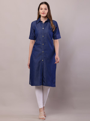 Wishmore Creation Women Solid A-line Kurta(Blue)