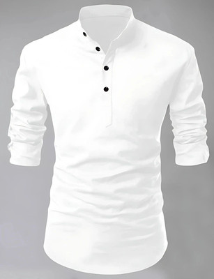 PRIMEICON Men Solid Straight Kurta(White)