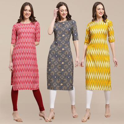 EthnicBasket Women Printed, Geometric Print A-line Kurta(Multicolor)