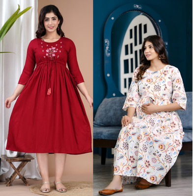 Khoj Bagda Women Printed Anarkali Kurta(Multicolor)