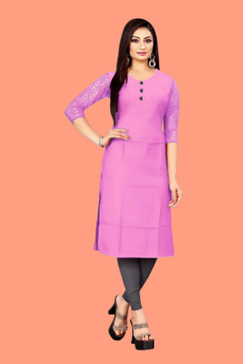 Coft Women Solid Straight Kurta(Pink)