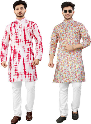 DHASU TRENDZ Men Printed Straight Kurta(Multicolor)