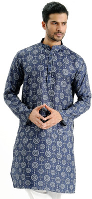Niraj Creations Men Printed Straight Kurta(Blue)