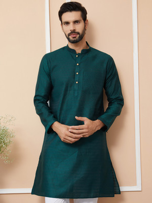 See Designs Men Solid Straight Kurta(Green)
