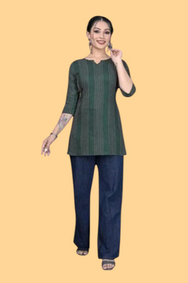texpa Women Printed Straight Kurta(Green)