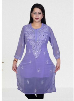 Sheeraz enterprise Women Embroidered Straight Kurta(Light Blue)