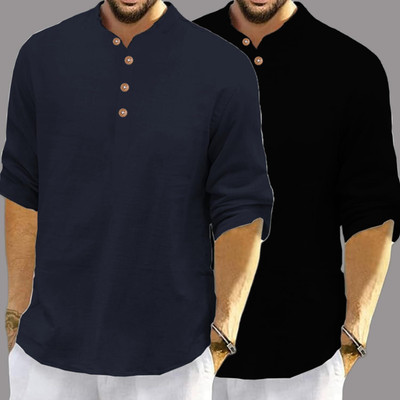 LENIA Men Solid Straight Kurta(Dark Blue)