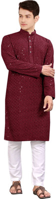 ZEDIN Men Embroidered Straight Kurta(Multicolor)