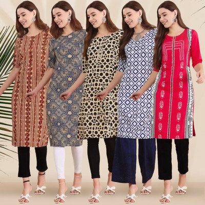 1 Stop Fashion Women Printed A-line Kurta(Multicolor)