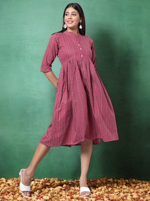 VIMCOTT Women Striped Anarkali Kurta(Multicolor)