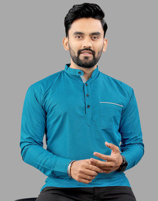 SOPANI Men Solid Straight Kurta(Green)