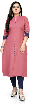Hetsa Women Solid Straight Kurta(Pink)
