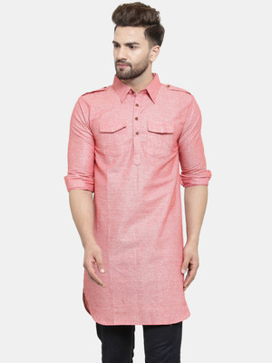 Sayesha Men Solid Pathani Kurta(Pink)