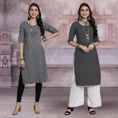 Moda Rapido Women Printed Straight Kurta(Multicolor)