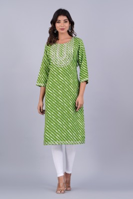 garmentking Women Embroidered Straight Kurta(Green)