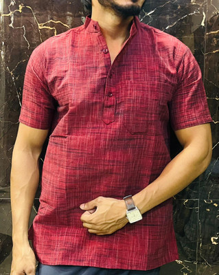 Fabricana Men Printed A-line Kurta(Maroon)