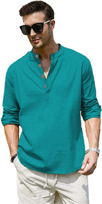 DaReal Men Solid A-line Kurta(Brown)