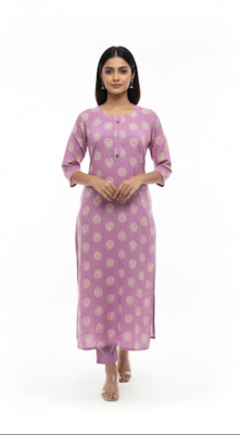 sarvasiddi fashions Women Printed A-line Kurta(Purple)