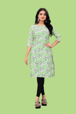 STYLESTATEMENT Women Printed Straight Kurta(Light Green)